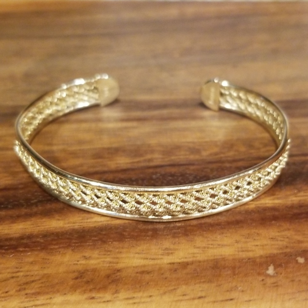 10K Real Yellow Gold Cuff Bracelet
